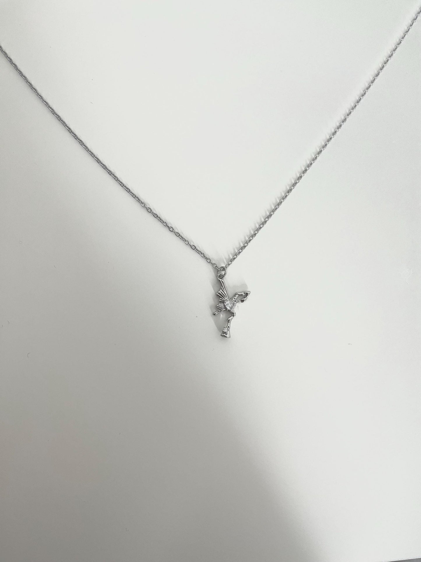 Asymmetric Silver Butterfly Necklace