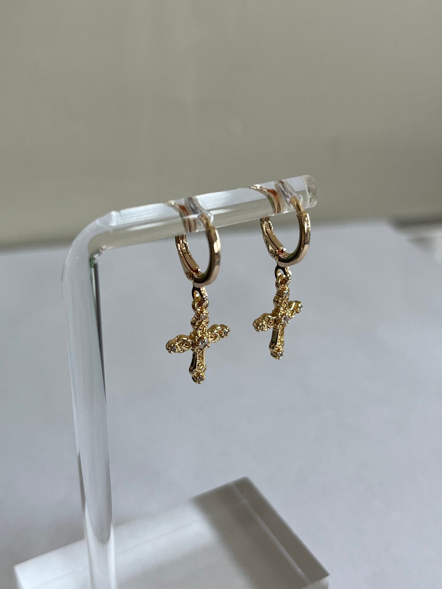 18K Gold-Plated Cross Earrings