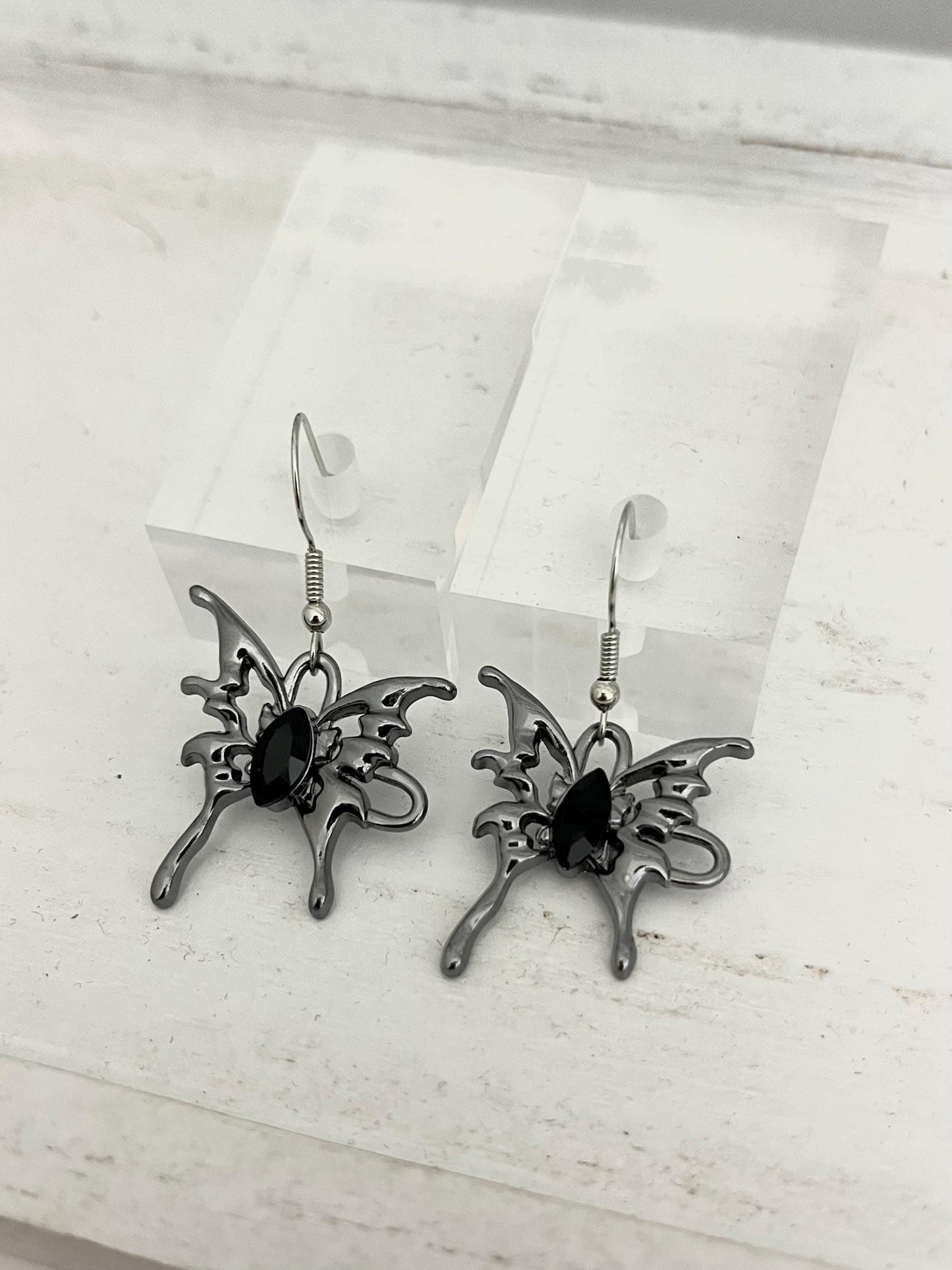 Gunmetal Butterfly Earring