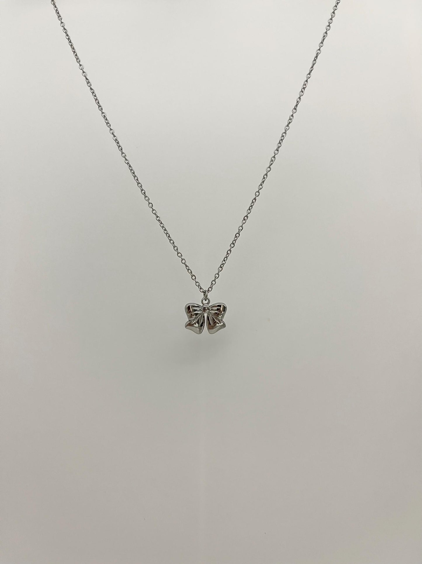 Simple Silver Bow Necklace