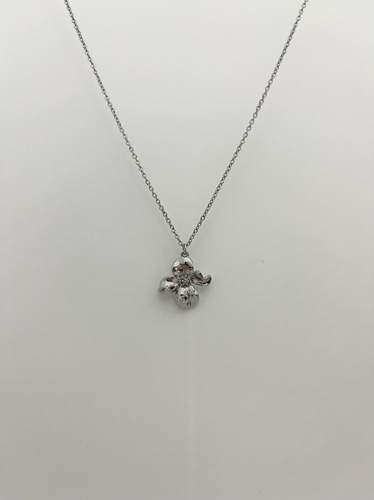 Silver Orchid Flower Necklace