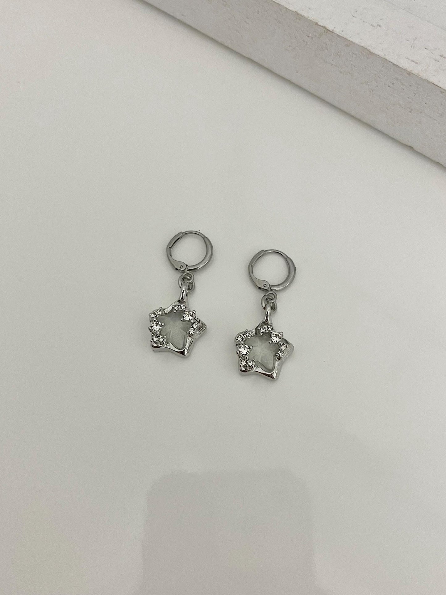 Baby Blue Crystal Star Earrings