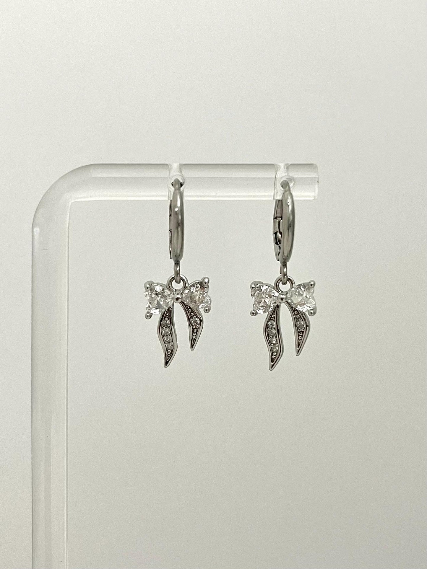 Mini Silver Bow Earrings