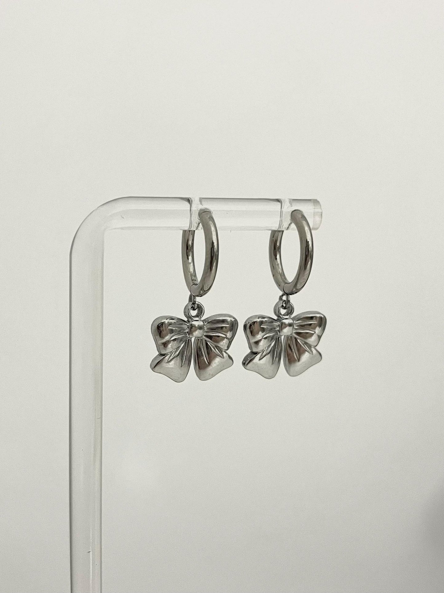 Simple Silver Bow Earrings