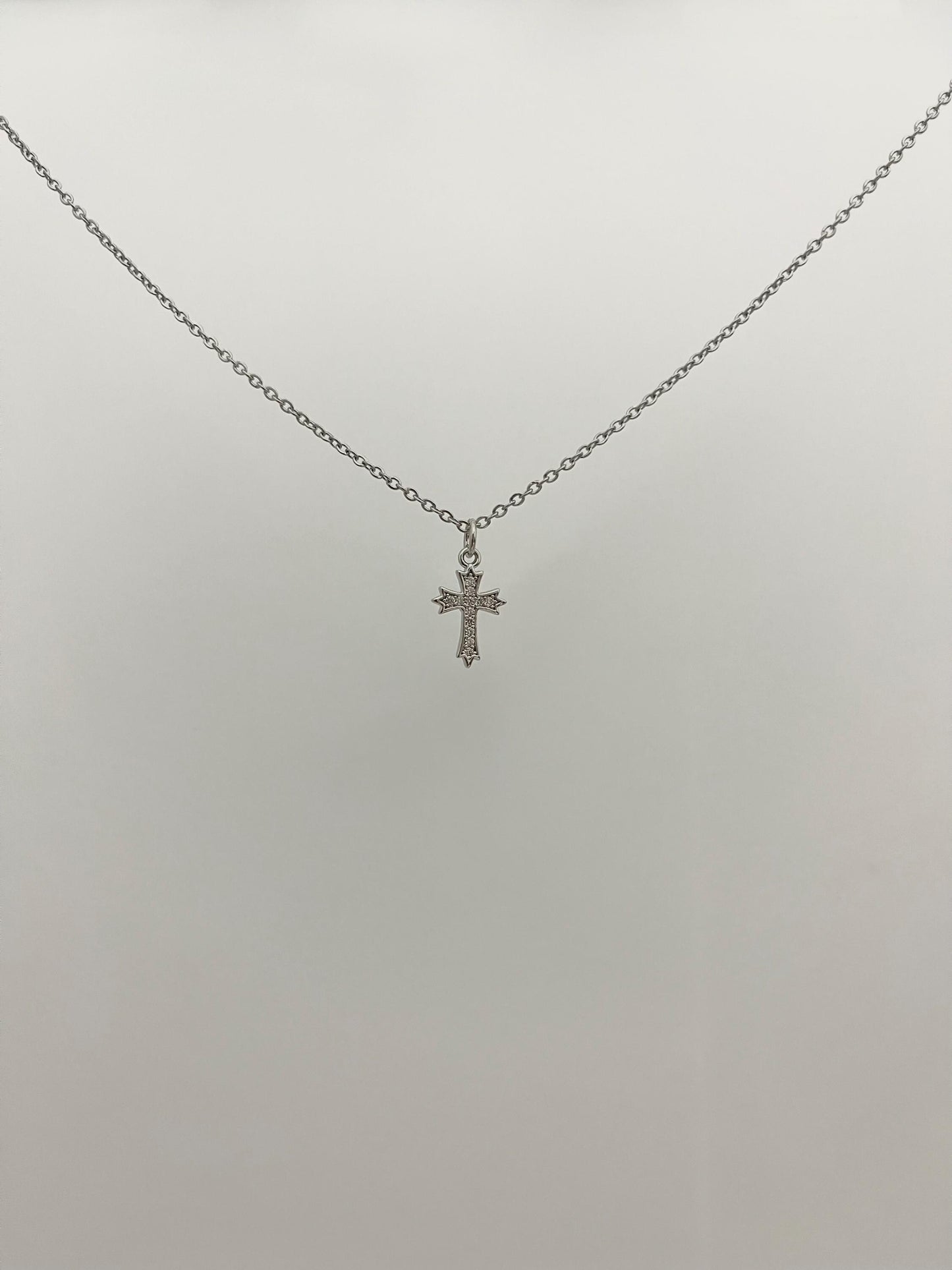 Sparkly Silver Cross Necklace