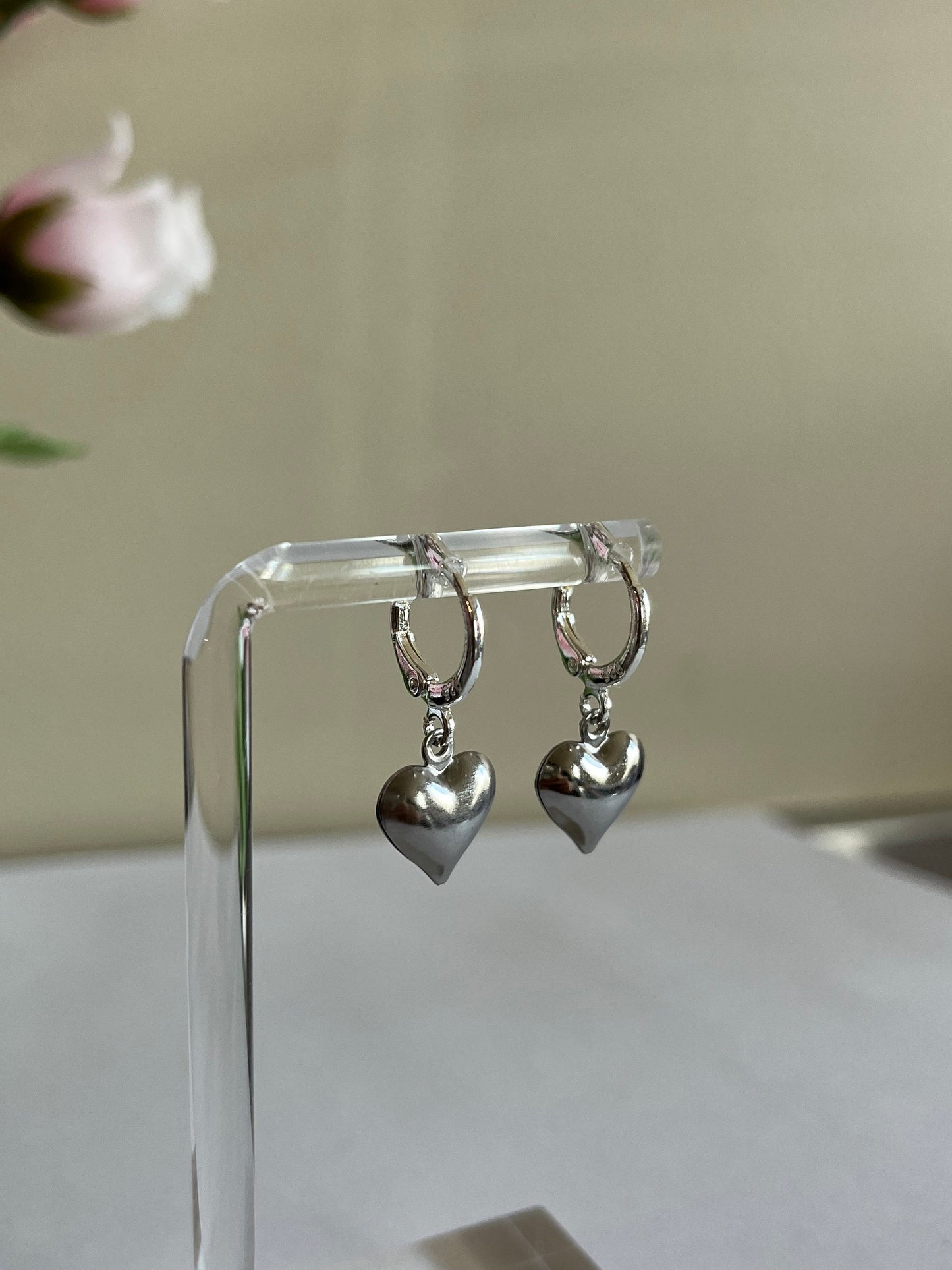 Silver Heart Huggies | Stainless Steel Earrings