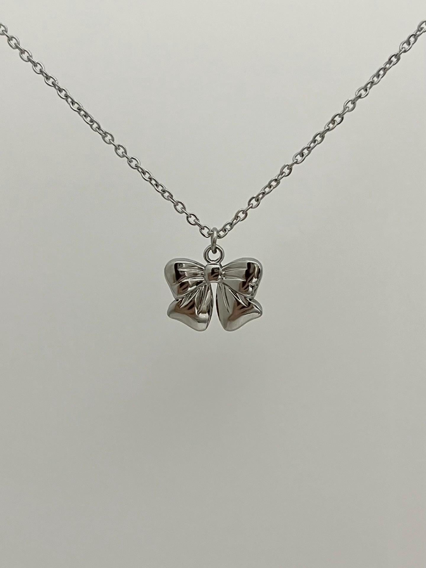 Simple Silver Bow Necklace