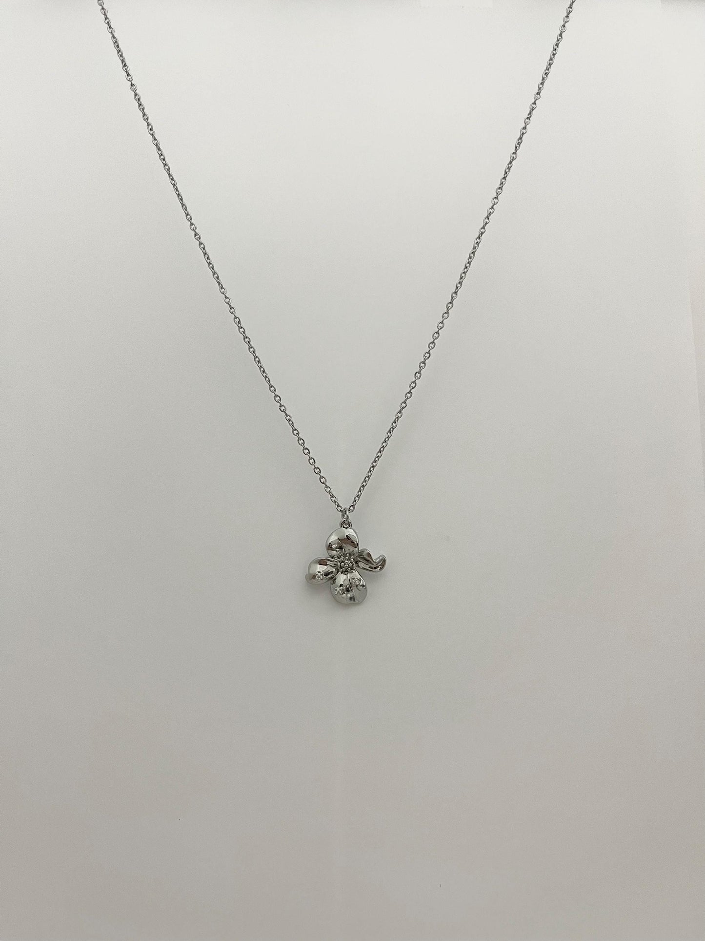 Silver Orchid Flower Necklace