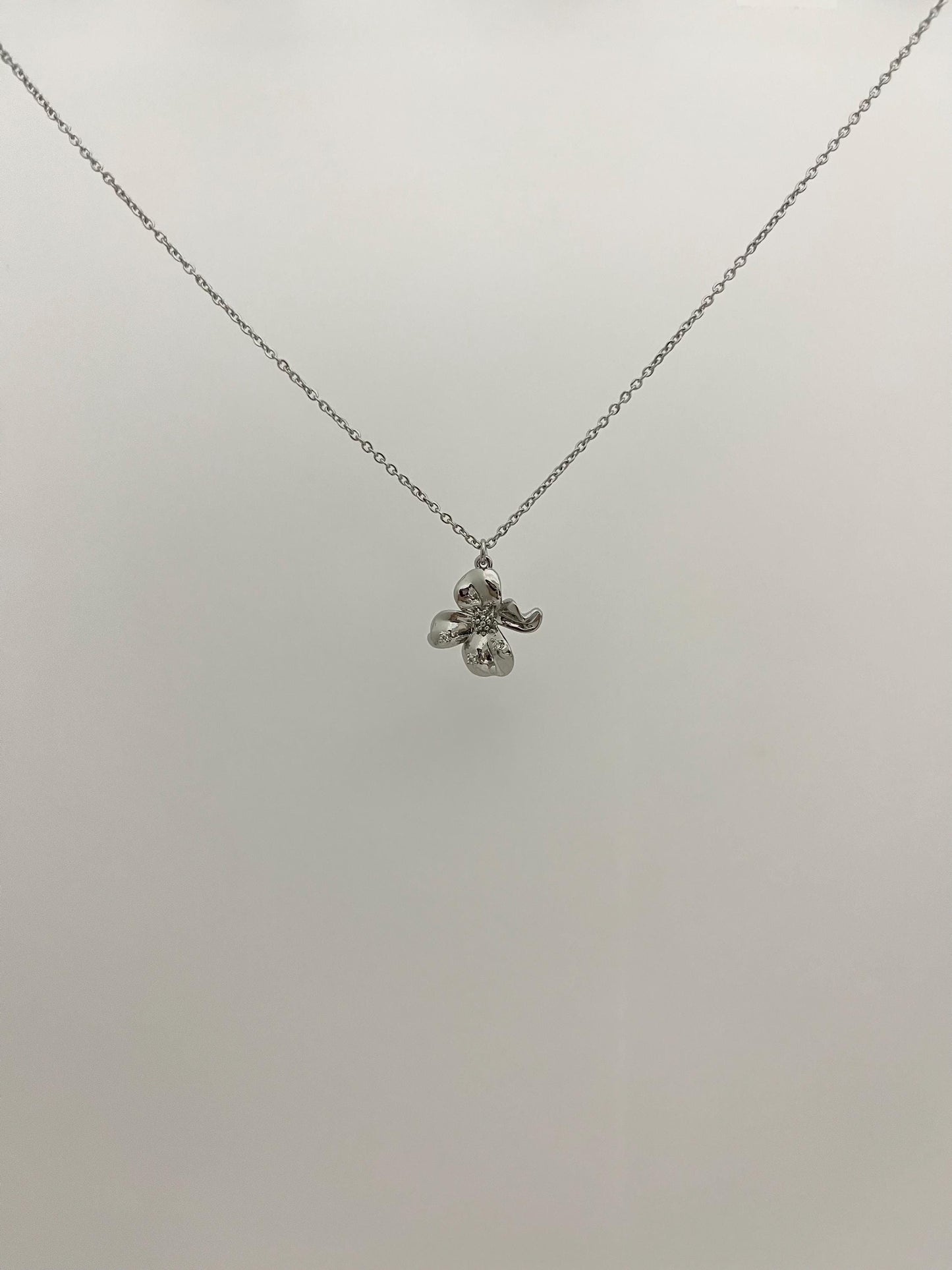 Silver Orchid Flower Necklace