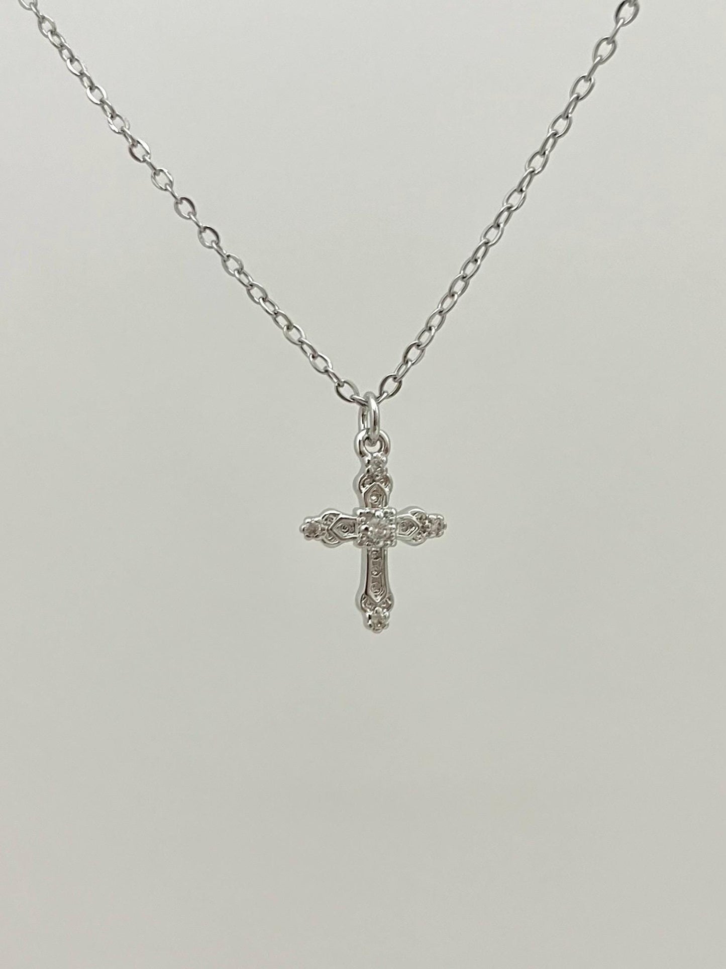 Dainty Silver Cross Necklace