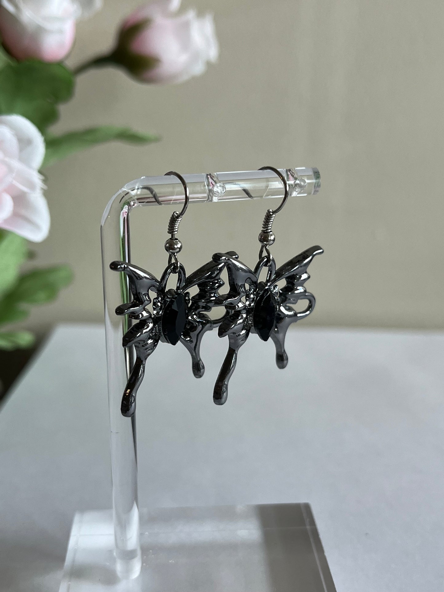 Gunmetal Butterfly Earring