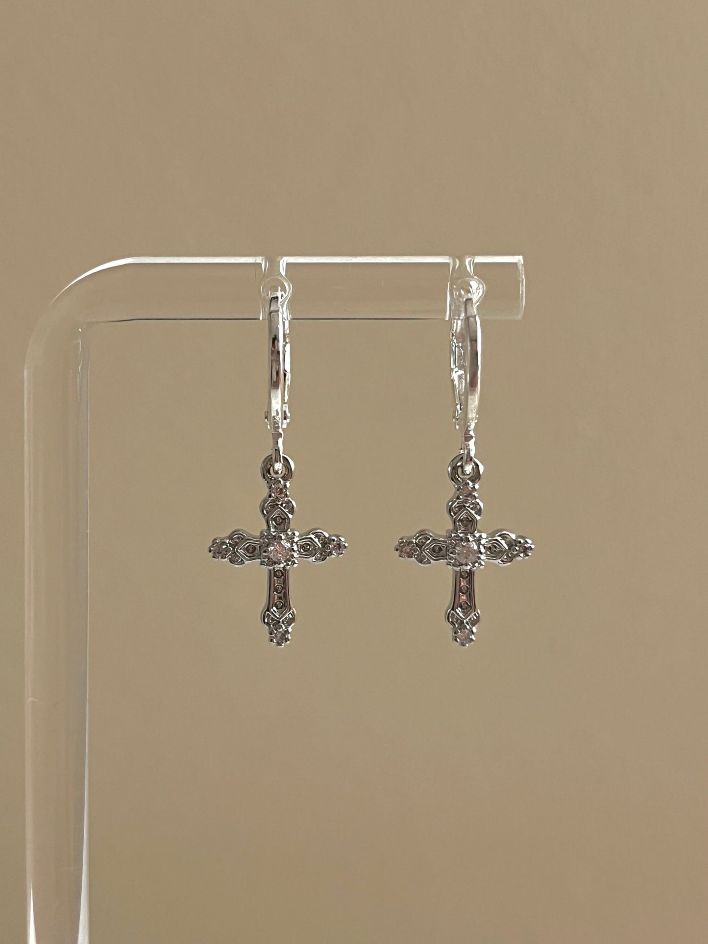 18K Gold-Plated Cross Earrings