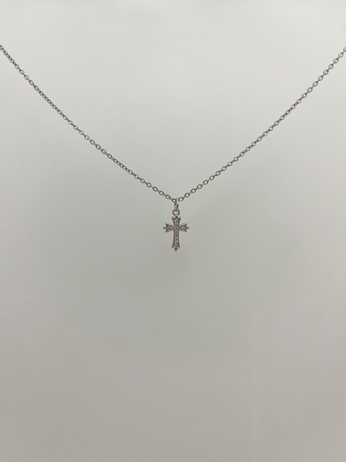 Sparkly Silver Cross Necklace