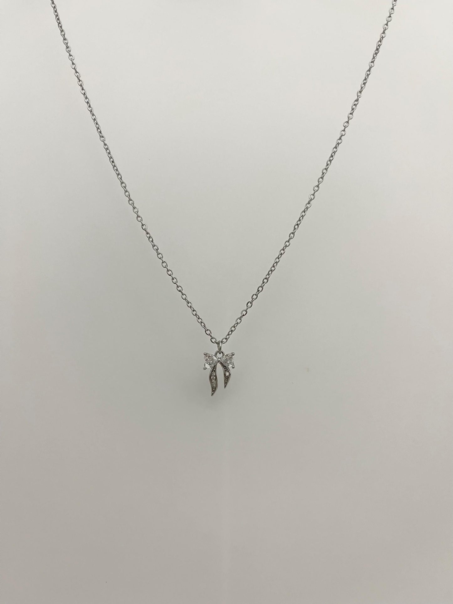 Dainty Silver Bow Necklace