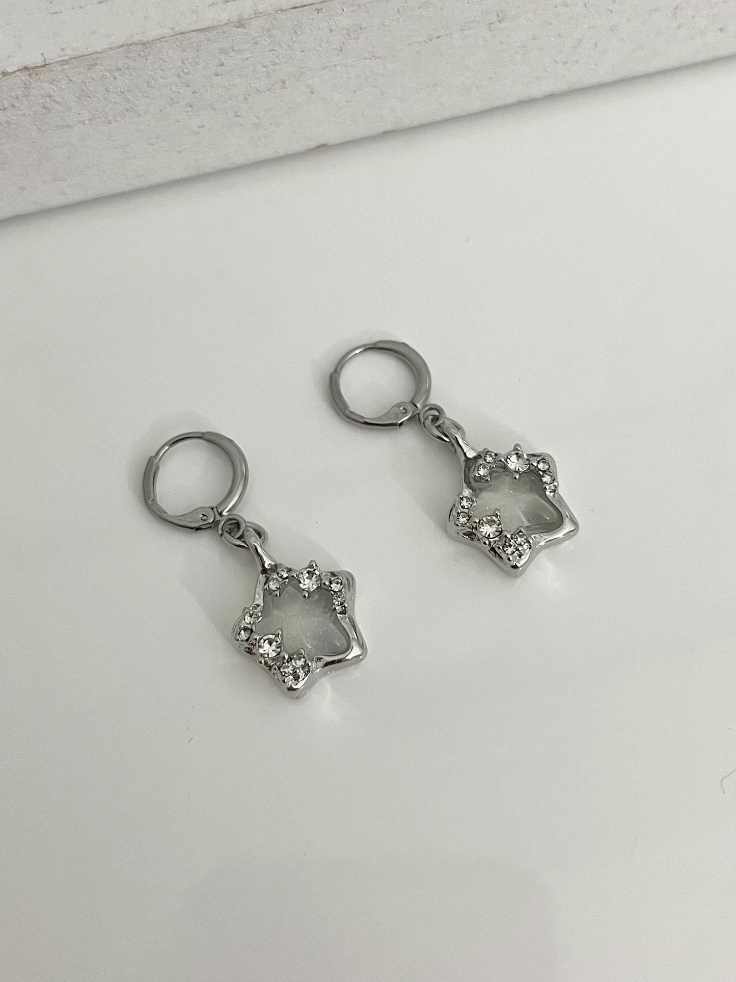 Baby Blue Crystal Star Earrings