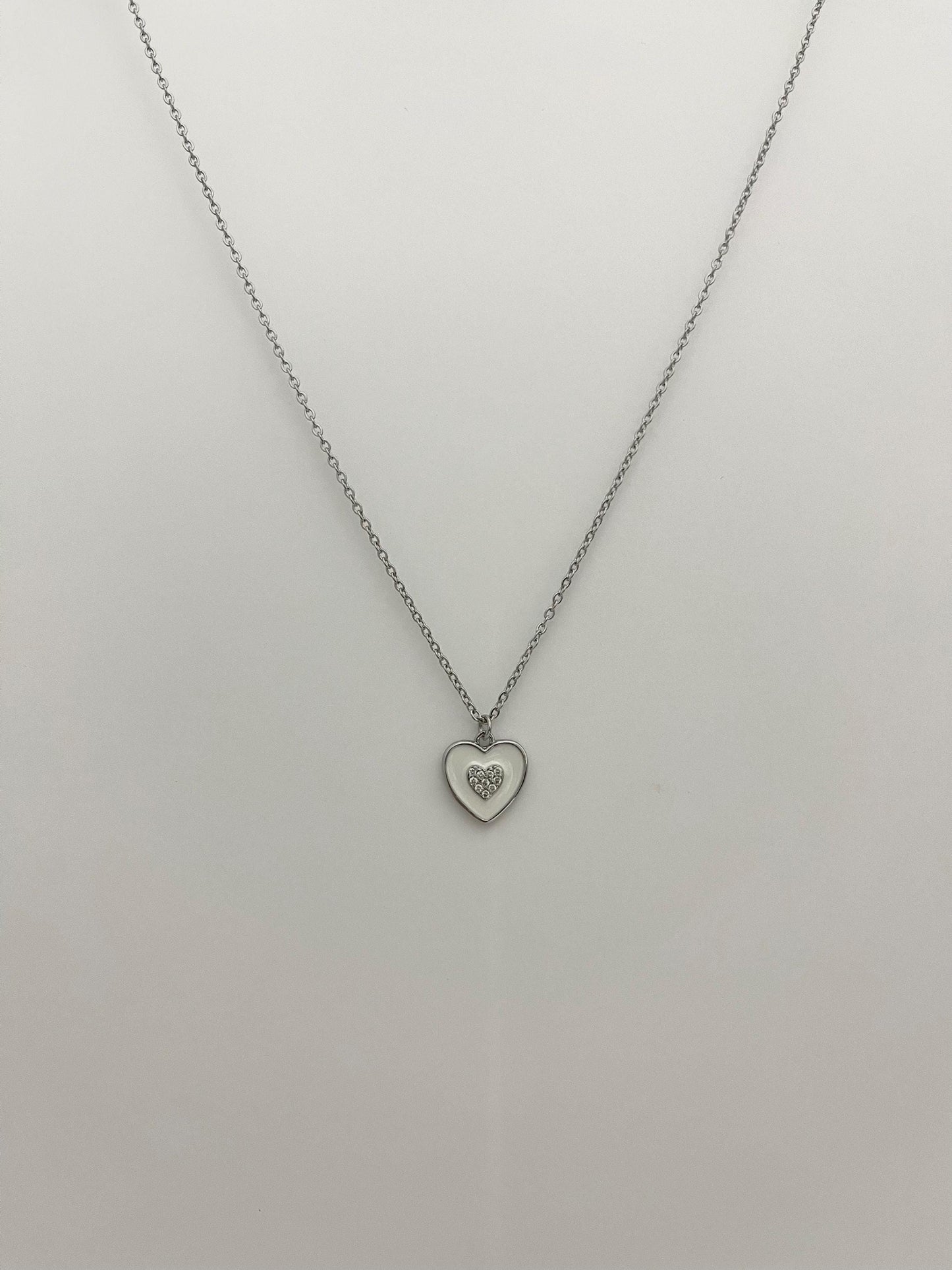 White Heart Necklace