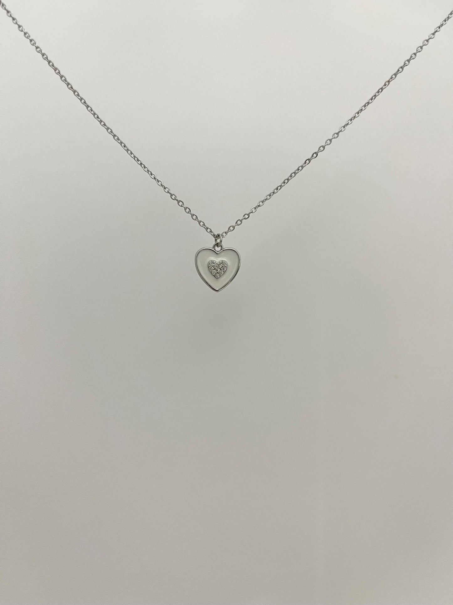 White Heart Necklace