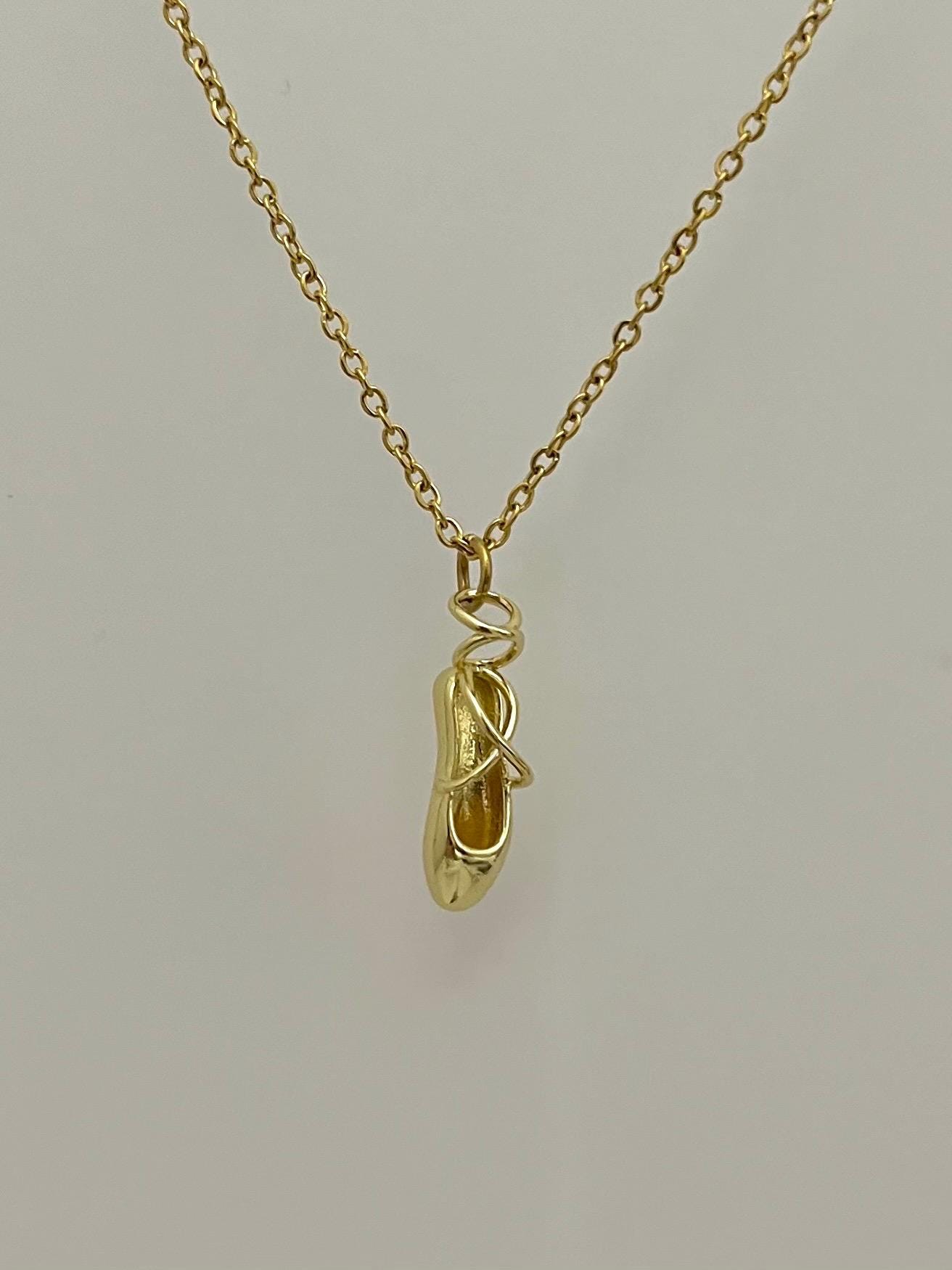 Gold Ballet Slipper Necklace