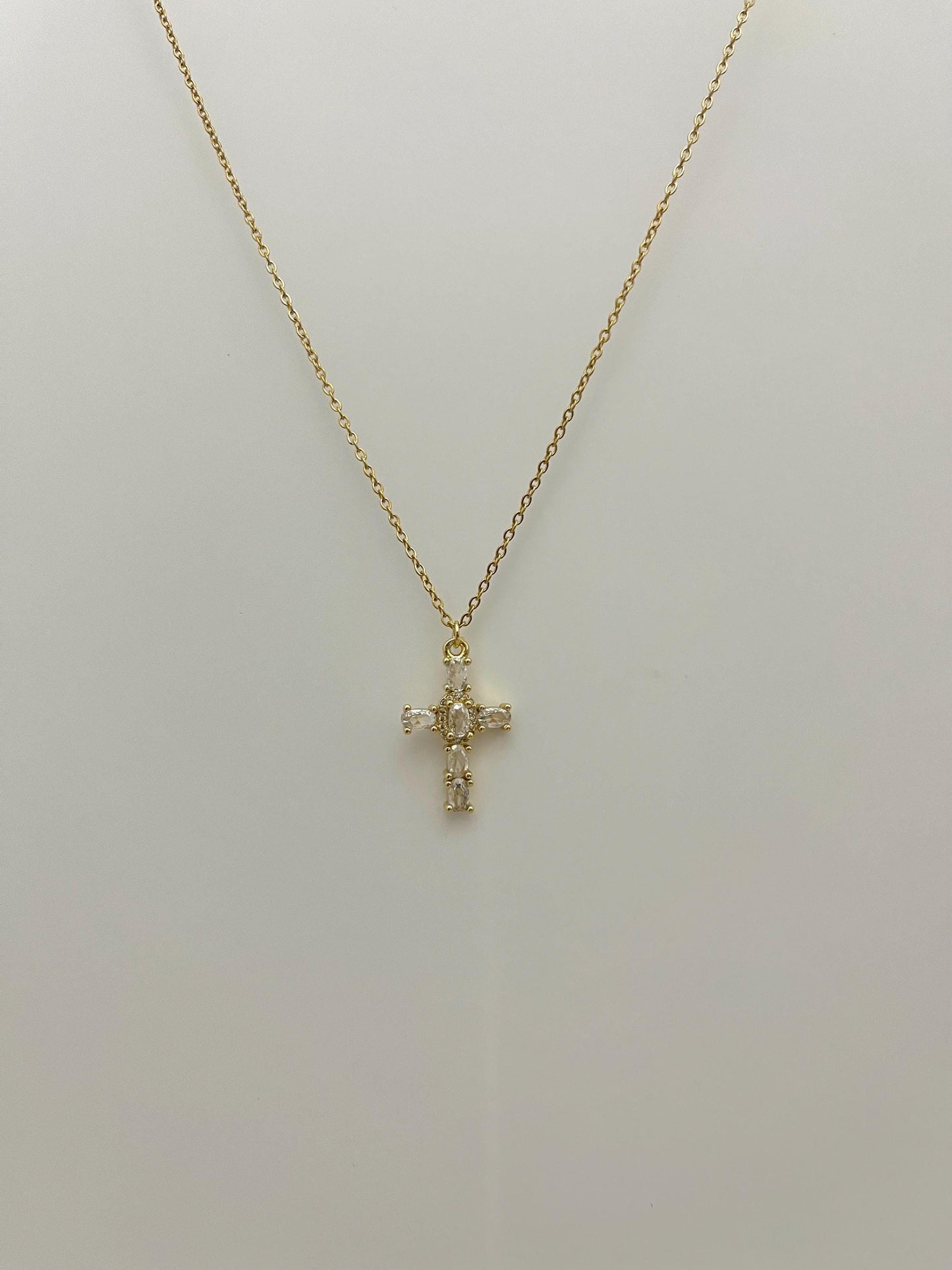Gold Crystal Cross Necklace