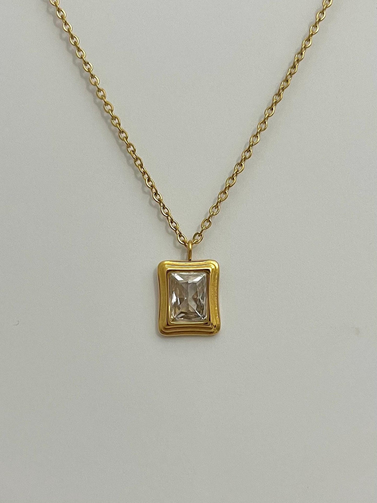 Gold Square Pendant Necklace
