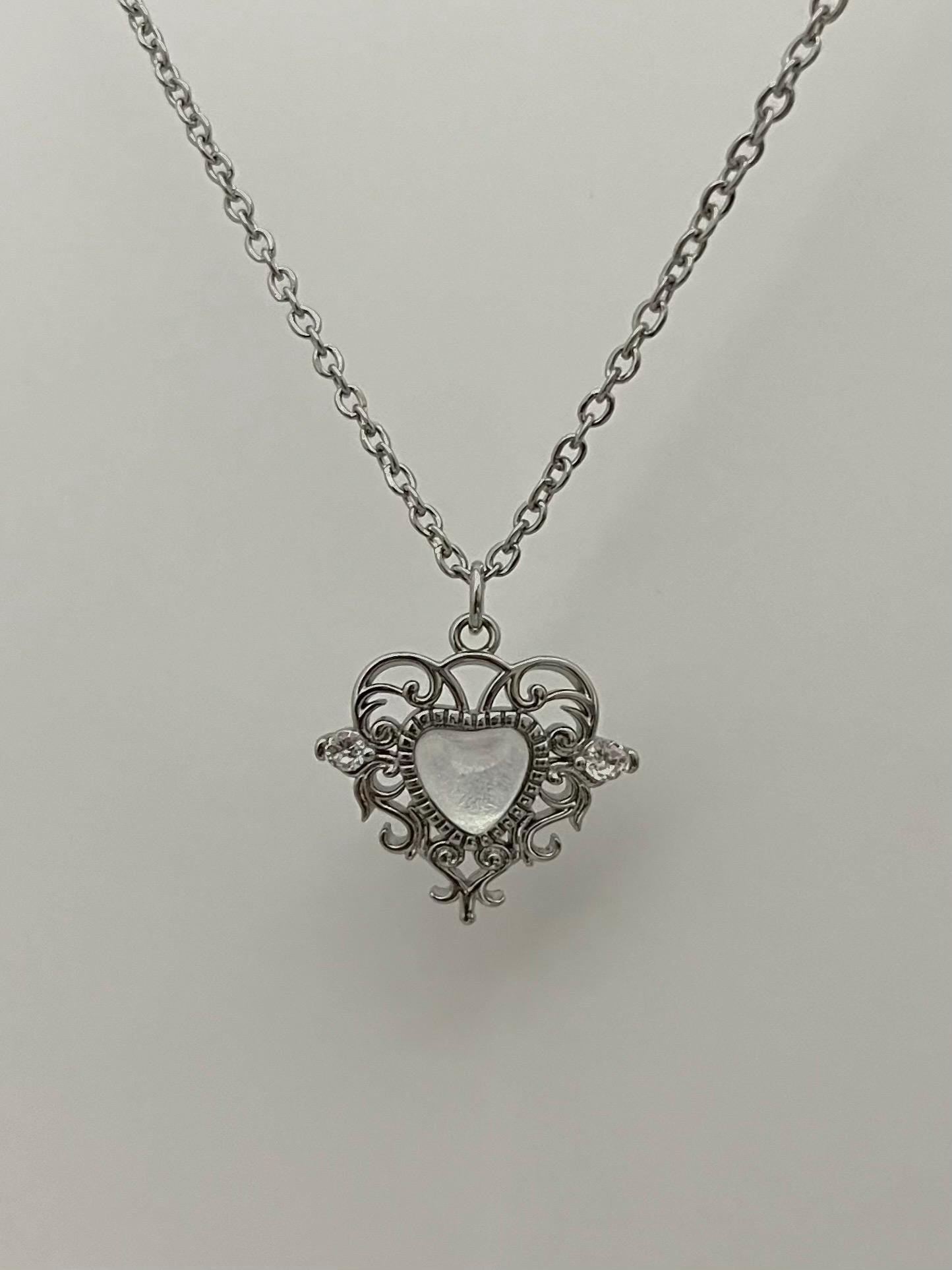 Silver Princess Heart Necklace
