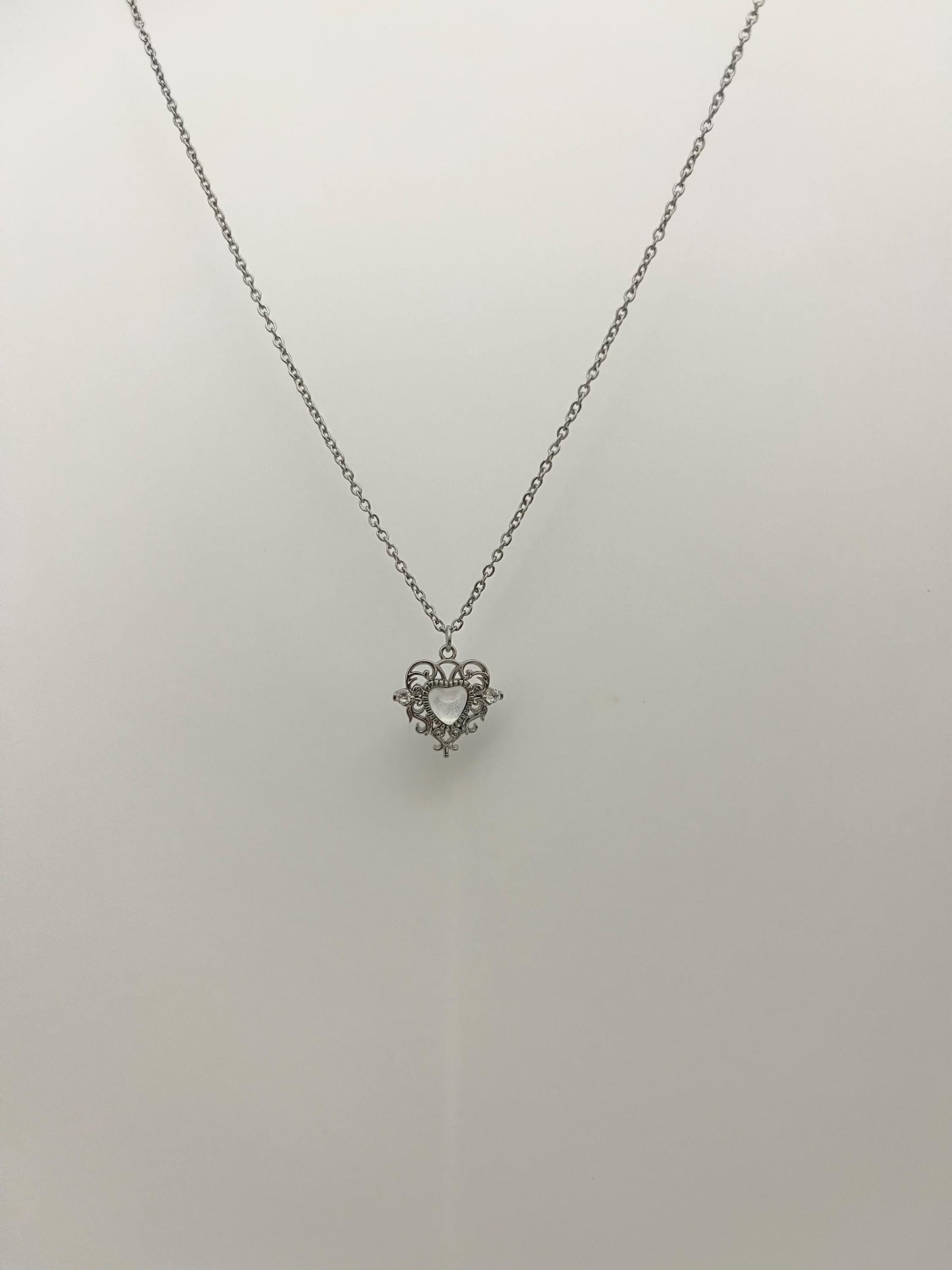 Silver Princess Heart Necklace