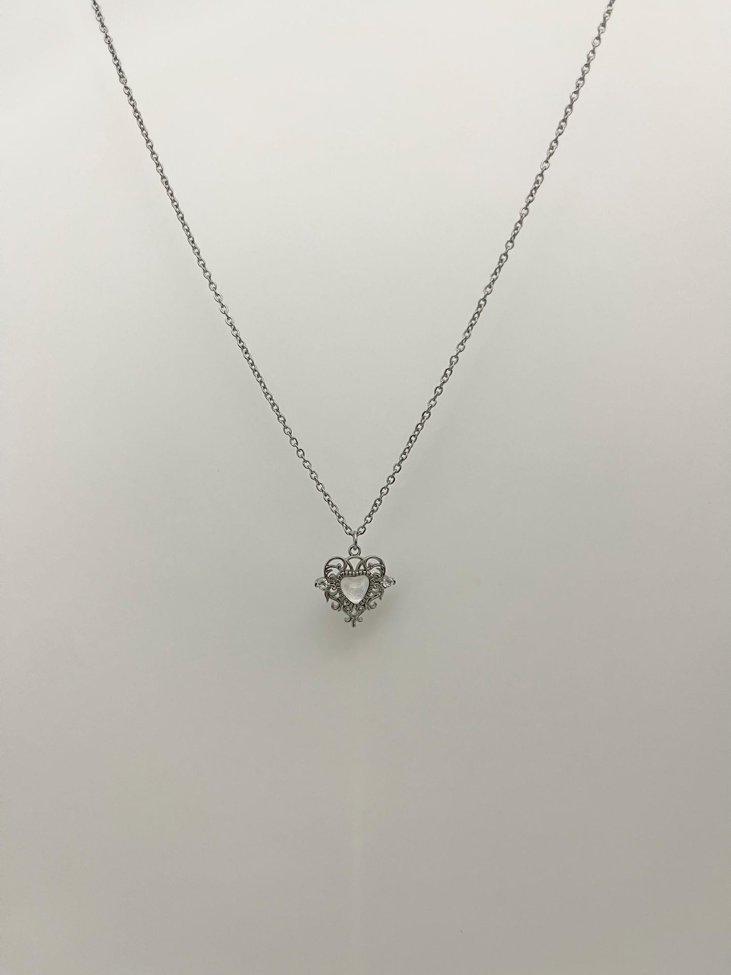 Silver Princess Heart Necklace