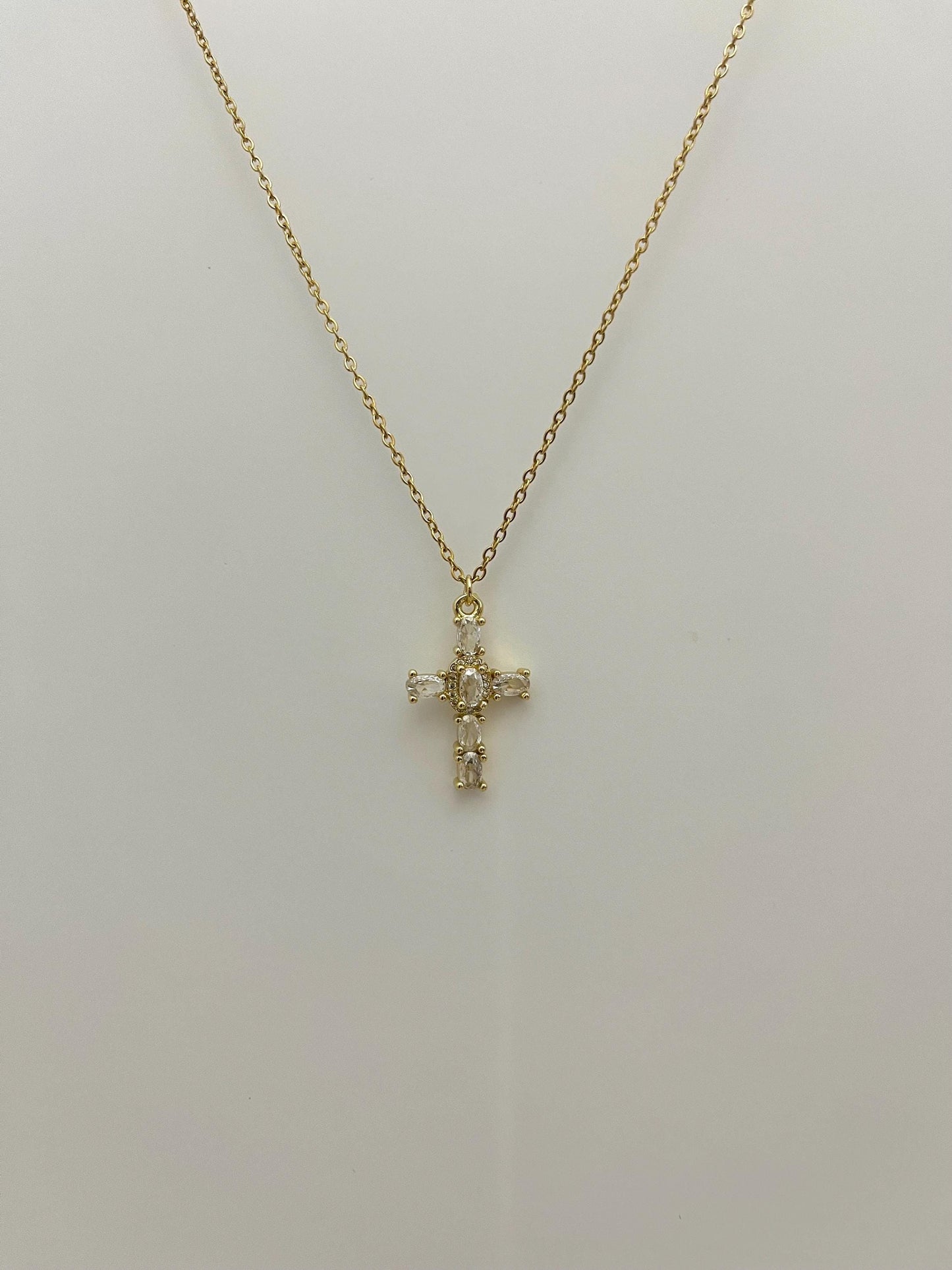 Gold Crystal Cross Necklace