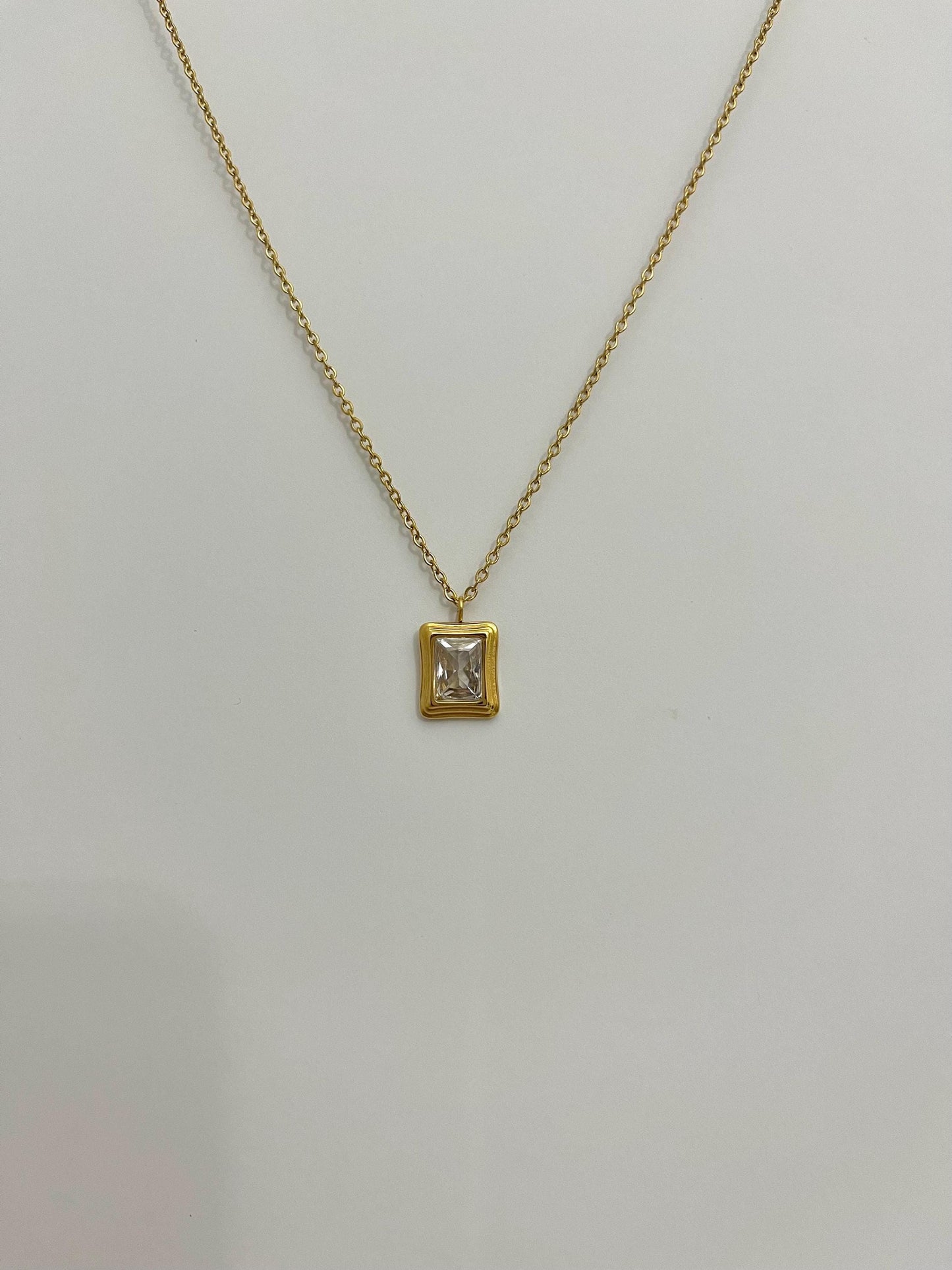 Gold Square Pendant Necklace