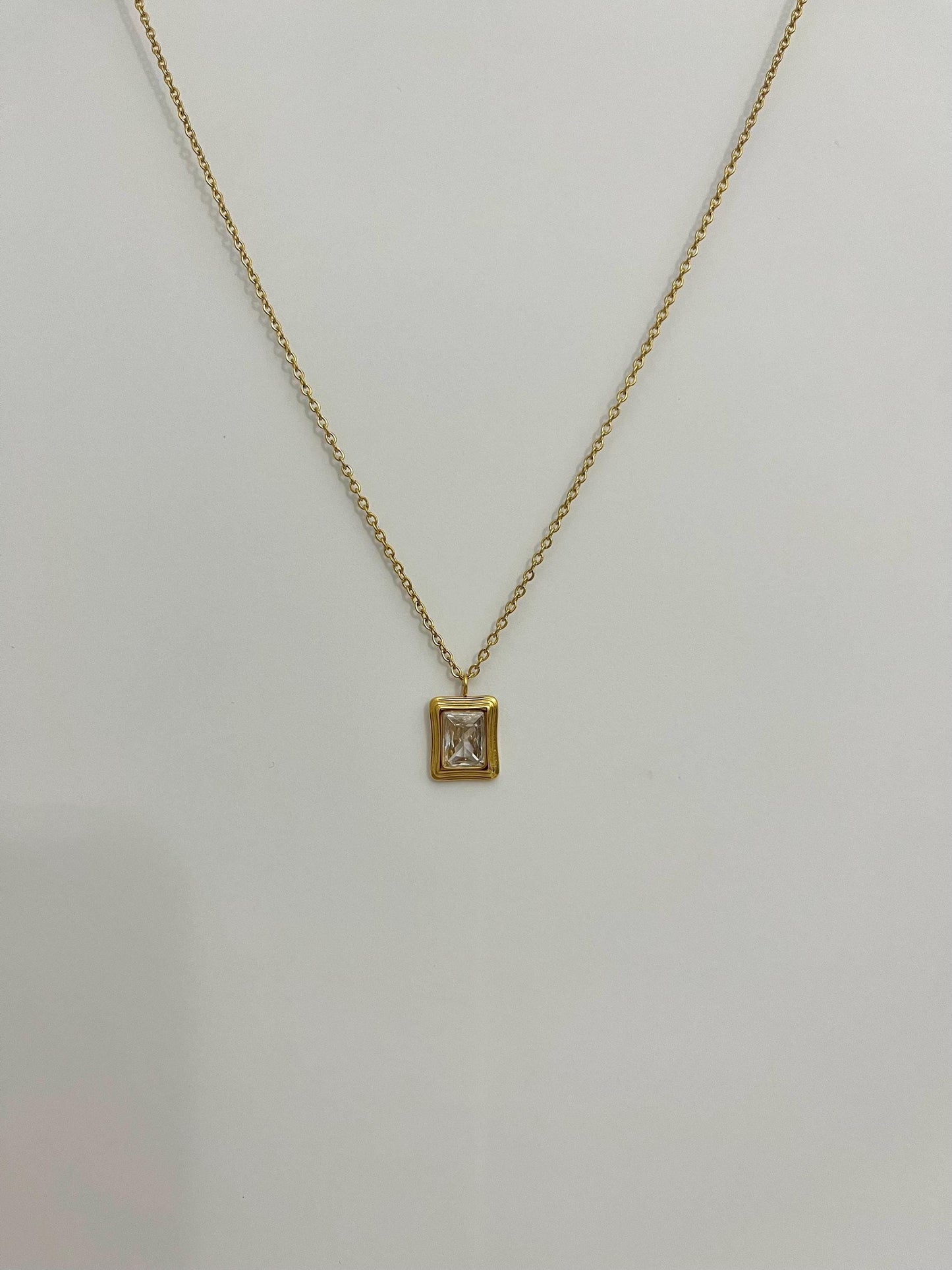 Gold Square Pendant Necklace