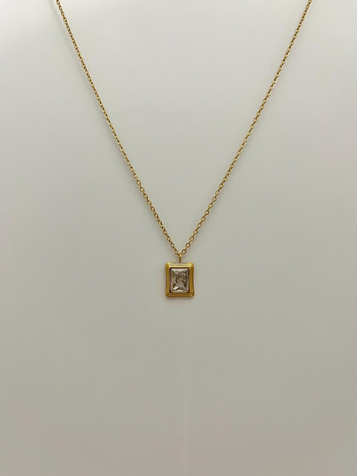 Gold Square Pendant Necklace