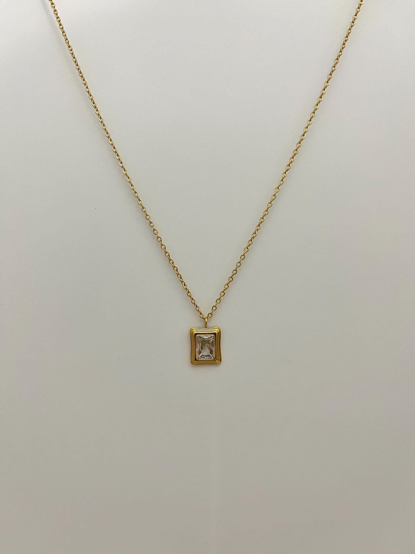 Gold Square Pendant Necklace