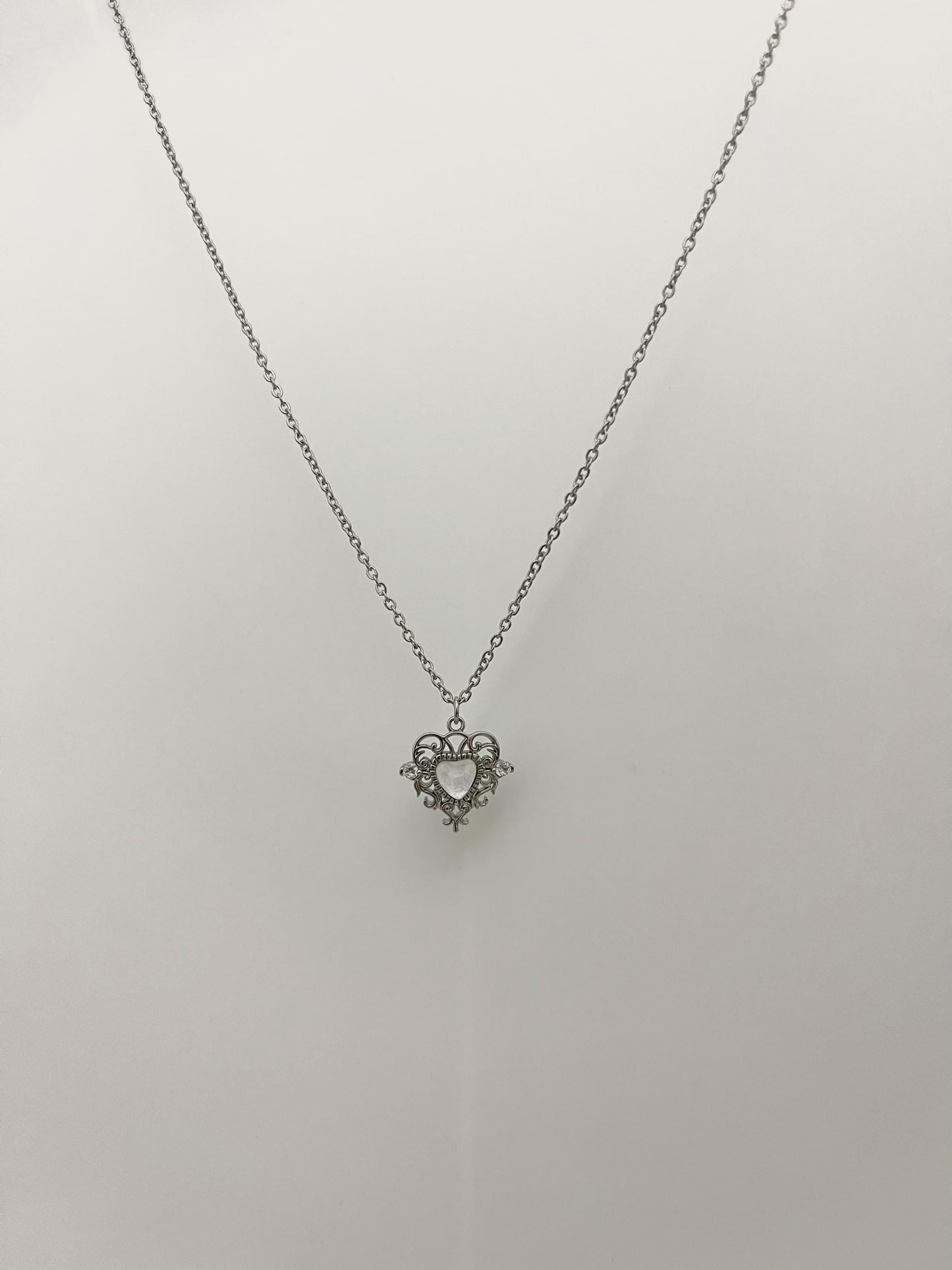 Silver Princess Heart Necklace