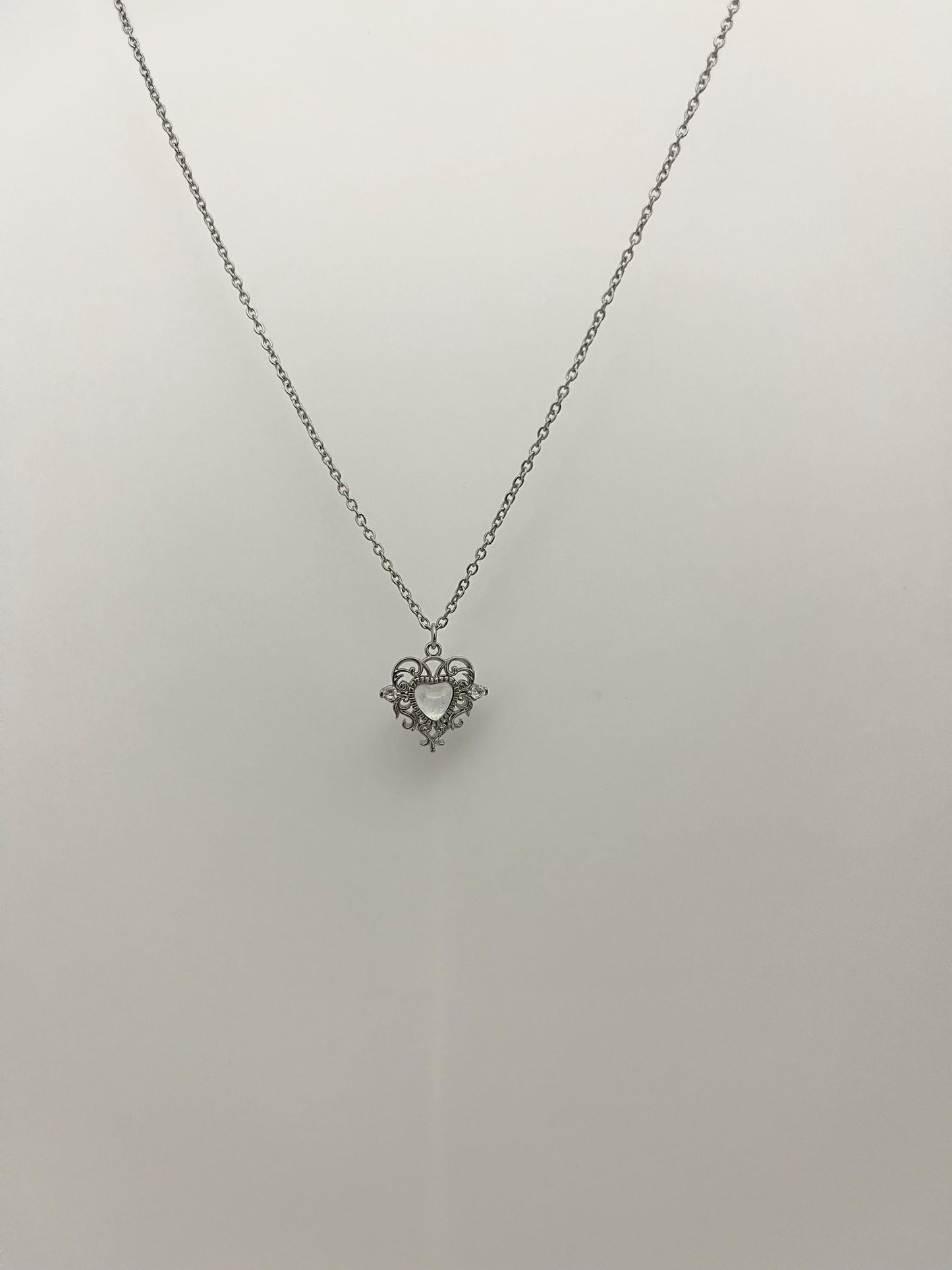 Silver Princess Heart Necklace