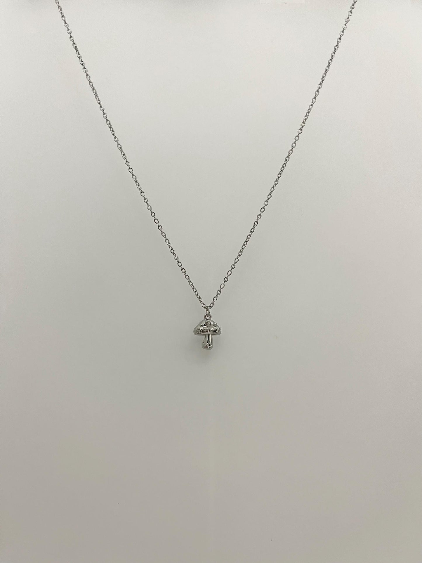 Silver Mushroom Pendant Necklace