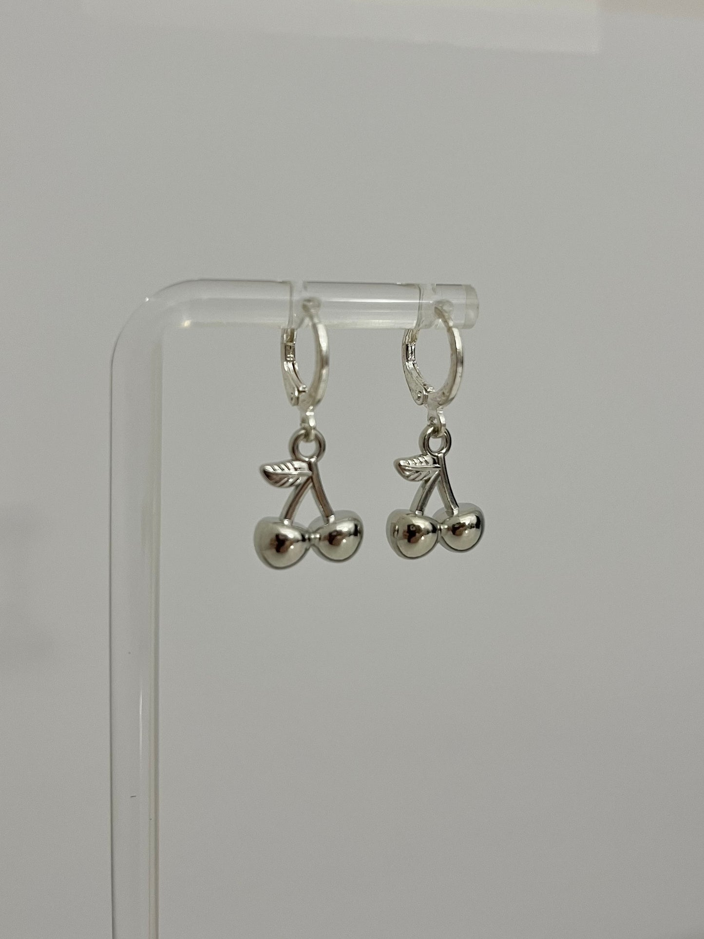 SILVER CHERRY EARRING