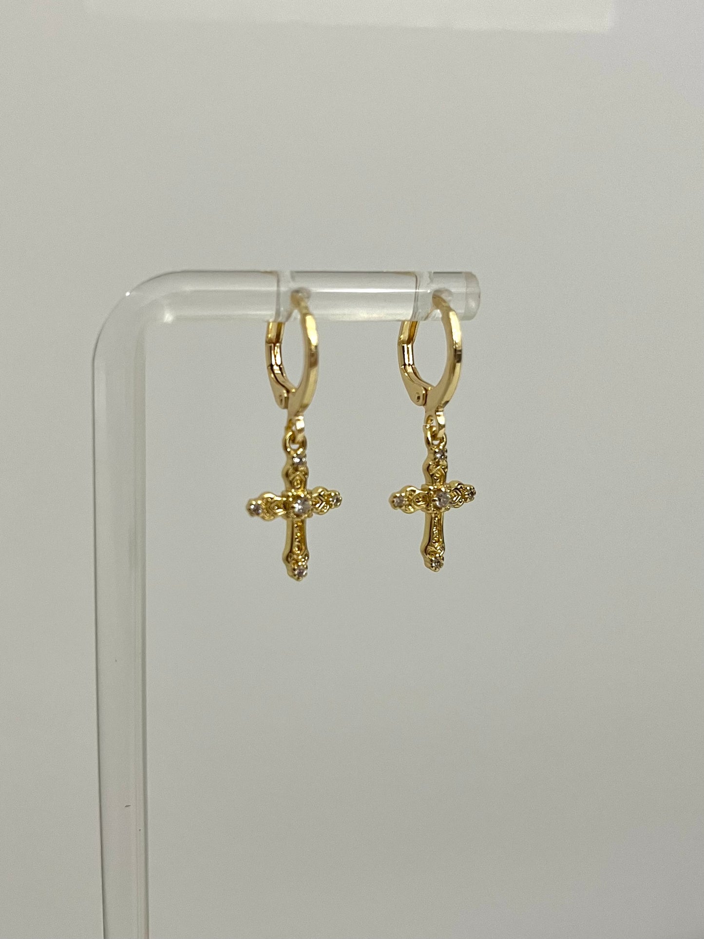 Gold Cross Earrings