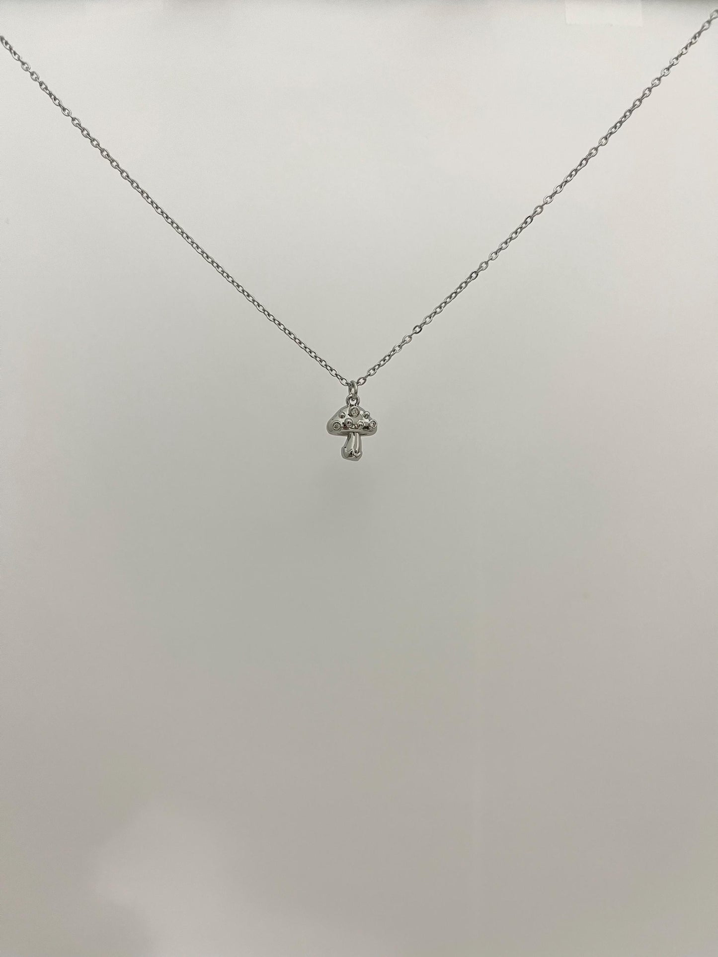 Silver Mushroom Pendant Necklace
