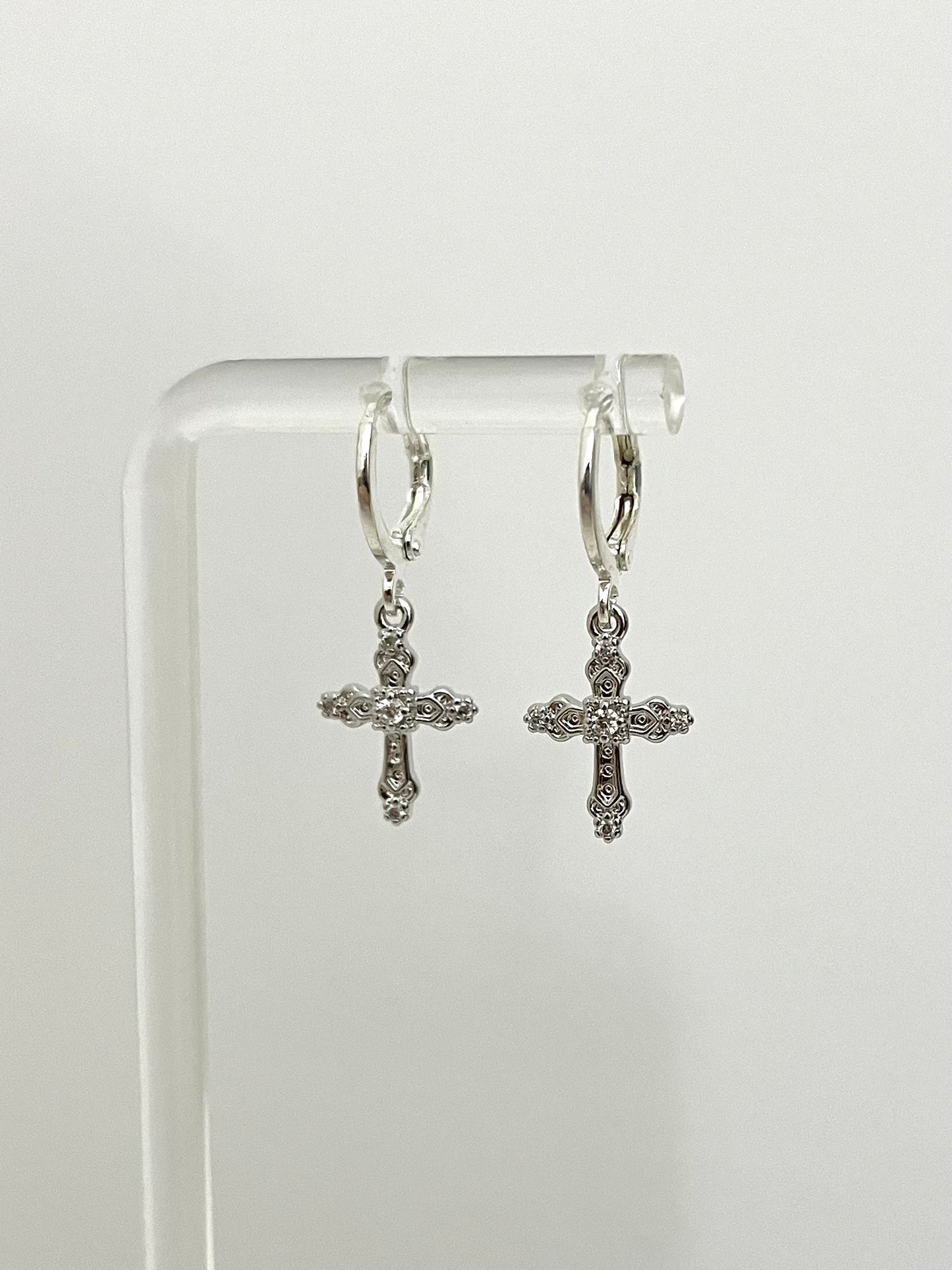 SILVER CROSS EARRINGS