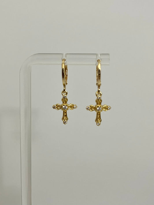 Gold Cross Earrings