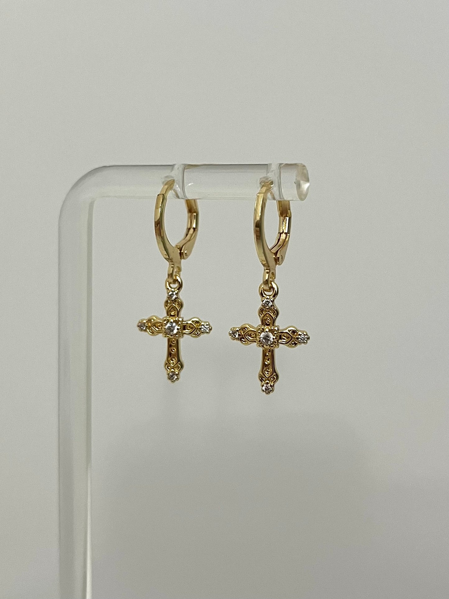 Gold Cross Earrings