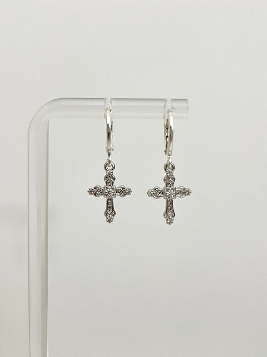 SILVER CROSS EARRINGS