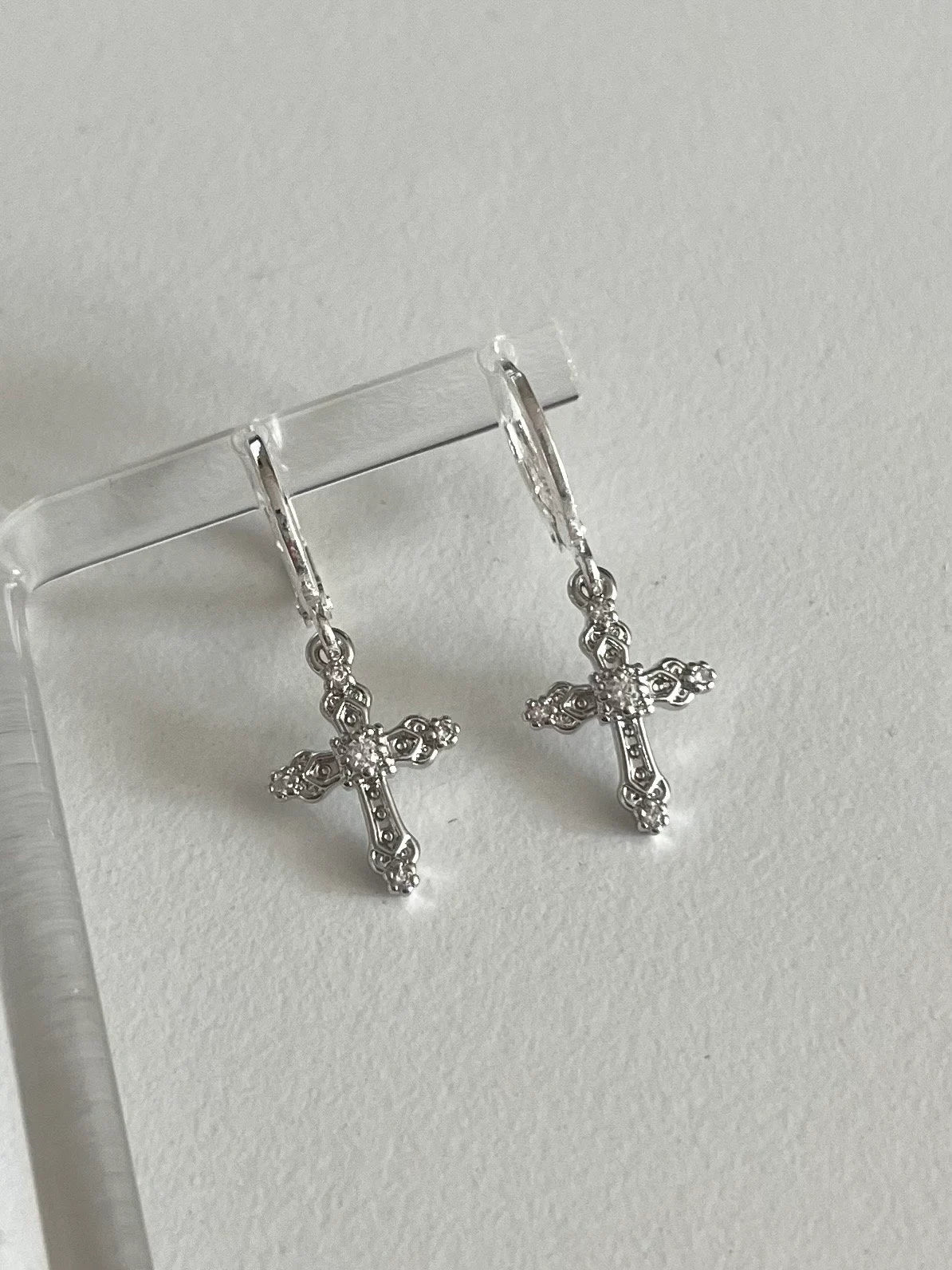 SILVER CROSS EARRINGS