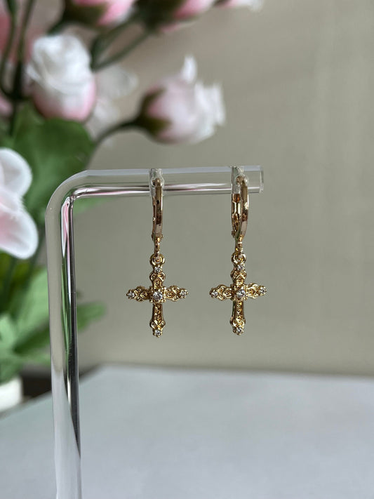 18K Gold-Plated Cross Earrings