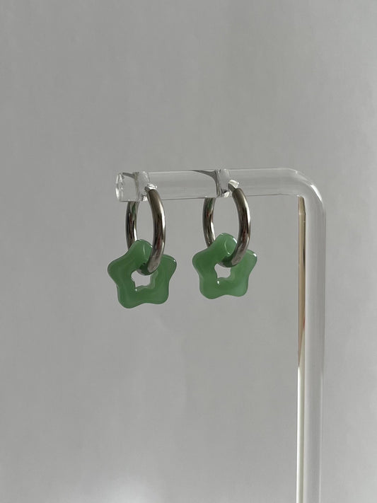Jade Flower Hoop | Jade Earrings