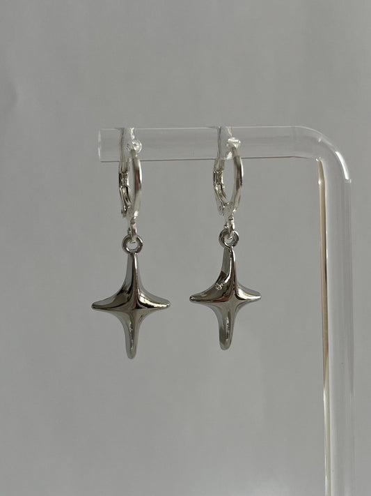 Silver Star Huggie Earrings | Stainless Steel Handmade Earrings