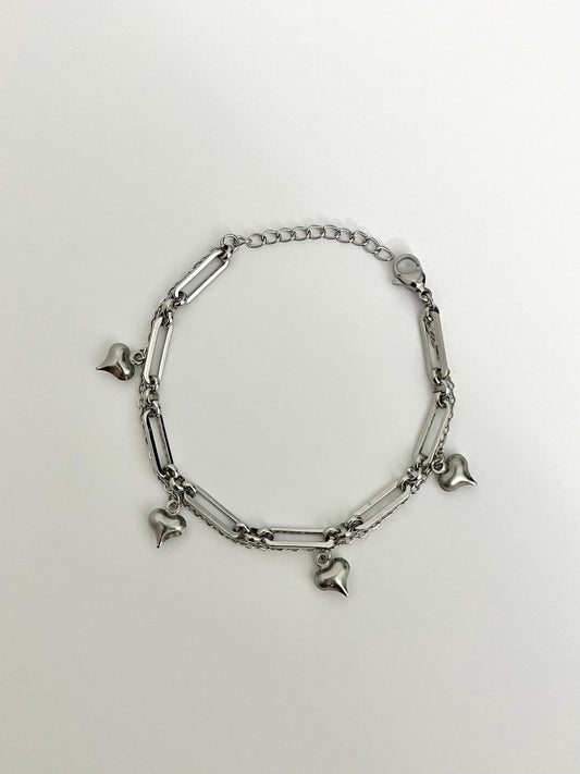 Stainless Steel Chain Bracelets with Heart Charms