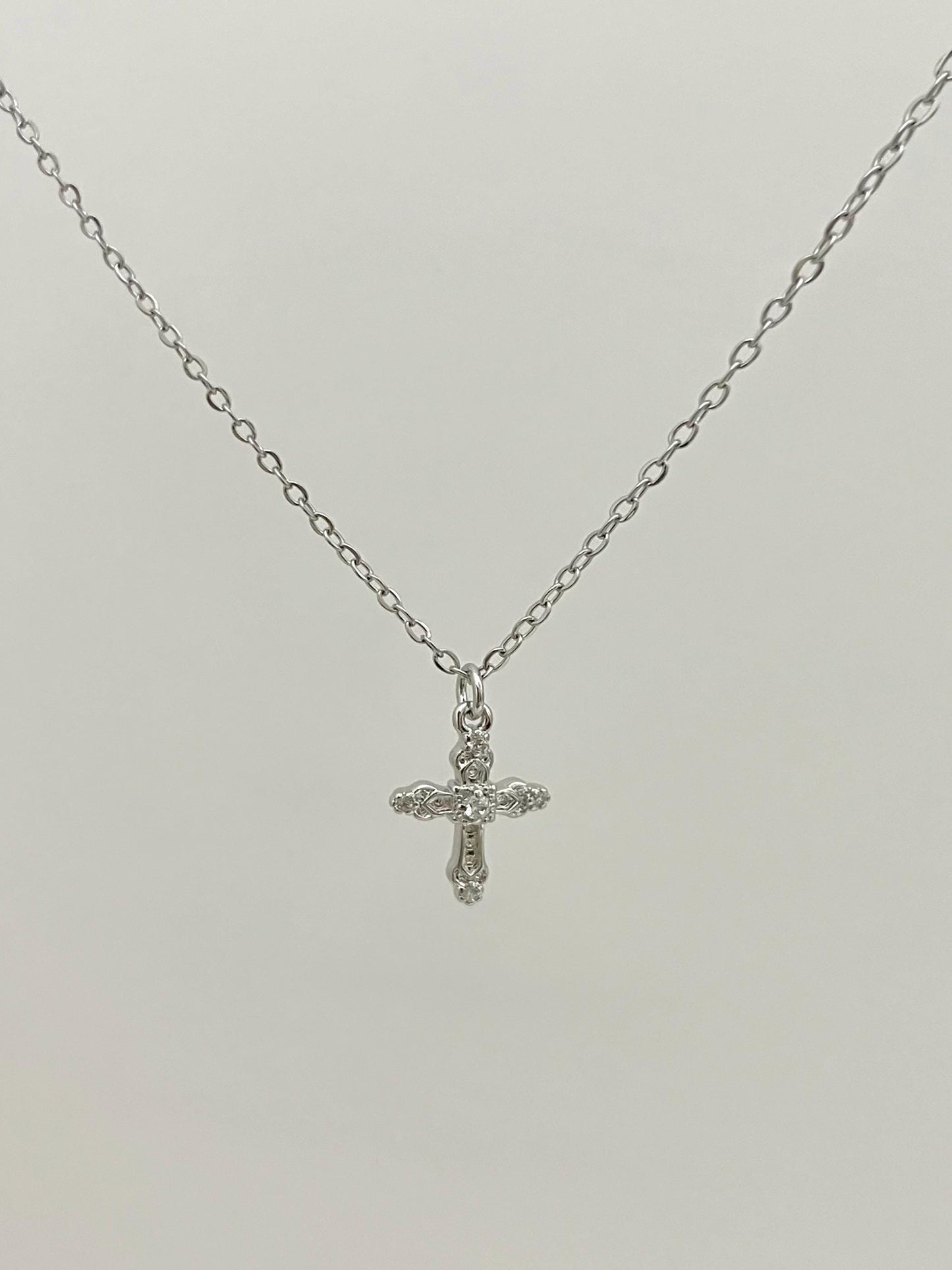 Dainty Silver Cross Necklace