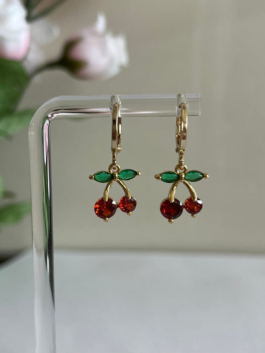 18K Gold-Plated Cherry Crystal Earrings