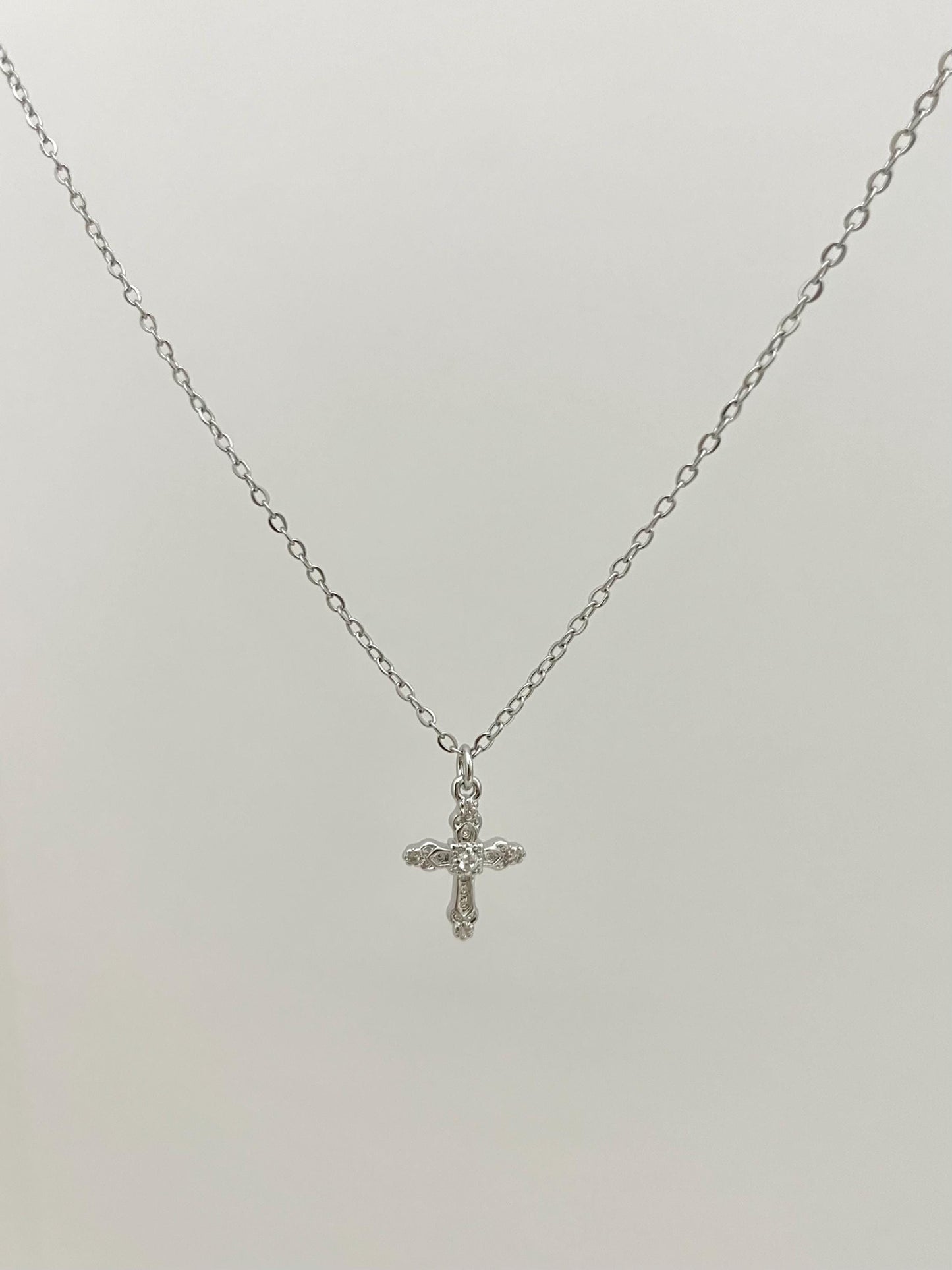 Dainty Silver Cross Necklace